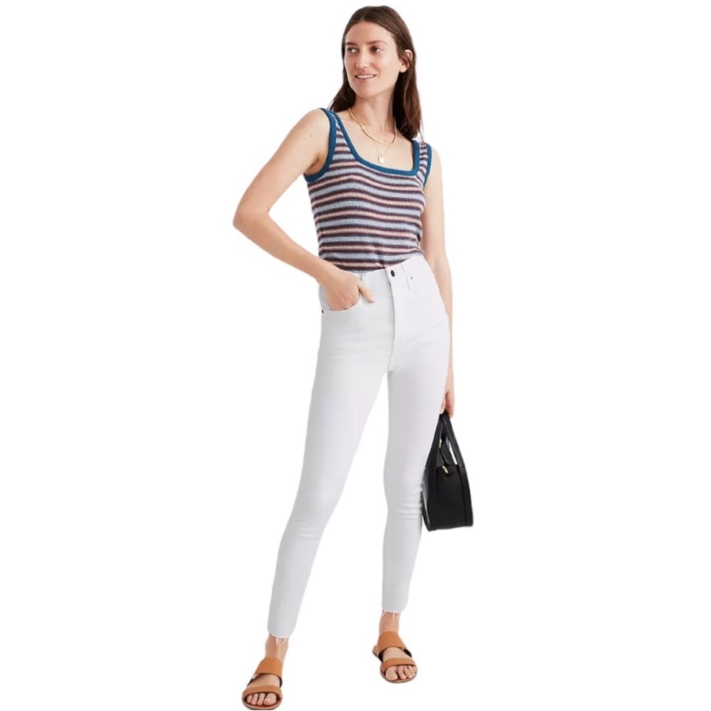 Madewell Tall 11" High-Rise Skinny Jeans in Pure White: Raw-Hem Edition Size 24T